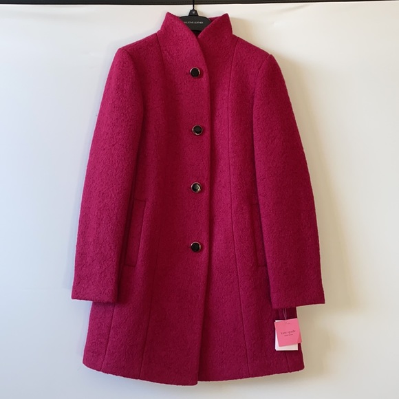 Kate Spade collared wool jacket berry red Sz S NWT